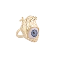 Gothic 18K gold heart ring with realistic blue eye inlay and anatomical vessel textures - 6# Royal Blue