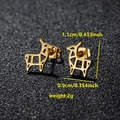 Golden minimalist reindeer stud earrings in stainless steel with size measurements - 097 Deer / Gold