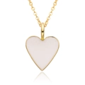 Detailed view of the 14K gold plated chain with white enamel heart pendant and reflection - White (A138)