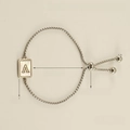 Adjustable stainless steel letter A bracelet with natural shell inlay in rectangle charm - Style A