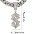 Silver hip hop Cuban chain with iced-out S-shaped letter pendant and rhinestone inlay - Silver Letter S Single Pendant