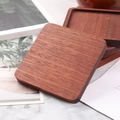 Stack of square dark walnut wooden coasters with rounded edges and natural grain - Ebony Wood Square Flat Coaster 8.8cm
