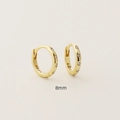 8mm gold-plated S925 sterling silver hoop earrings with sparkling clear cubic zirconia - Golden Color (8mm)