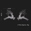 Set of two transparent Christmas reindeer pendants with silver glitter 13cm length - 13cm / Transparent Beaded Reindeer (2 Pack)