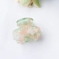 Pink and green marble acrylic hair claw clip with four teeth for half-up hairstyles - Jade Green