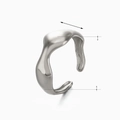Irregular silver stainless steel ring with modern fluid design and 0.8cm width band - Silver