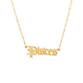 Golden 18k plated stainless steel necklace featuring a gothic Pisces zodiac pendant - Pisces