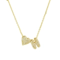 Gold plated balloon heart necklace with micro-pave zircon letter M pendant charm - Letter H