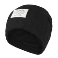 Bonnet en maille torsadée noire avec écusson blanc pour hommes et femmes - L(58-60cm) / Noir