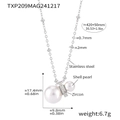 Silver stainless steel necklace with shell pearl and zircon pendant detailed size specs - Constellation Symbol Pearl Pendant Necklace (Steel Color)