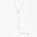 Silver stainless steel Y-shaped necklace featuring marquise-cut crystal accents - Silver Triple Stone Y-Shaped Necklace (PD1917)