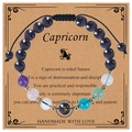 Capricorn beaded bracelet with blue goldstone and mixed natural stones on a kraft card - Capricorn (Woven Style)