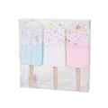 Three-piece macaron popsicle ornaments with colorful glitter and wooden sticks - Popsicle Style (3PCS Set)