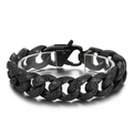 Bracciale cubano da uomo in acciaio inossidabile 316L nero con motivi incisi - Stile 21cm (KB151745-JX) / Nero