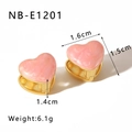 Herz-Ohrringe in Rosa Marmor Maße 1,6x1,5cm und Gewichtsangabe von 6,1g - Rosa Marmor Herz Stil (NB-E1201)