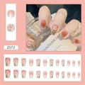 Faux ongles French œil de chat rose avec motifs de marguerites et détails dorés - Floral Blush (Z572) / Type à Colle