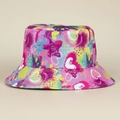 Detail of colorful graffiti heart and star print on a vibrant cotton bucket sun hat - M (56-58cm) / Heart Rose Red (No.4)