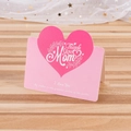 Pink heart-shaped Mother's Day thank you card standing on wooden surface with white tulle - Thank You Mom (Pink)