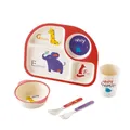 5-piece bamboo fiber kids' tableware set featuring adorable cartoon animal designs - Animal World - Display Box / Rectangle
