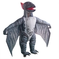 Inflatable grey-blue pterodactyl costume with wings and transparent viewing window - Gray Pterosaur / One Size