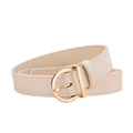 Cintura in pelle beige da donna con un'elegante fibbia dorata a forma di D alla moda - Beige