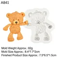 Teddy bear silicone mold for fondant and chocolate DIY cake baking tools 8.4x7.7cm - 3# Textured Bear / Gray
