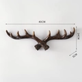 Vintage brown antler wall hook 40cm wide, featuring realistic rustic deer horn design - 40CM / Medium Dark Color