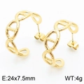 Orecchini a cerchio geometrici a maglie d'ancora placcati oro, struttura martellata - Stile Semicerchio Naso di Maiale A (KE105105-KFC) / Oro