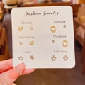 6-pair set of sparkling zircon S925 silver stud earrings with butterflies and pearls - Weekly Series Earring Set