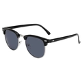 Classic black and silver half-frame Clubmaster sunglasses with grey lenses and metal rivets - Black Silver Frame Gray Lens