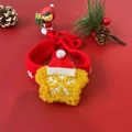 Knitted pet Christmas scarf with yellow star and red hat for cats and dogs - Golden Star with Rhinestones
