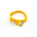 Adjustable yellow nylon pet collar with pink polka dot bow and golden bell - Yellow