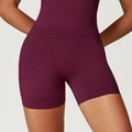 Seamless high waisted yoga shorts in deep purple with breathable athletic fabric - Burgundy