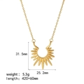 Collana con ciondolo a raggiera in acciaio inossidabile placcato oro 18K con misure esatte - Set di Gioielli Sole Dorato (TN3234)