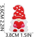 Detailed size view of Valentine monster gnome patch with heart embroidery measurements - Red Pointed Hat Gnome (No. 7)