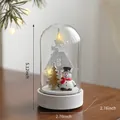 Christmas LED glass dome snowman decor with snowy house and warm lights on a wooden base - White House Style C