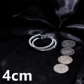Silver 4cm oversized crystal hoop earrings with sparkling rhinestones for women - Silver 4cm