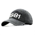 Vintage-Baseballkappe in verwaschenem Grau mit 3D-Stickerei 1981 und Distressed-Effekt - Armeegrün