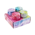 Set of 4 marble pattern scented candle tins in pink, purple, teal, and lime green gift box - No.28 Multicolor Marble Gift Box (Inc. 4 Empty Tins)