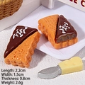 Miniature resin cake slices and knife set for DIY dollhouse crafts and cute accessories - Two-tone Chocolate Bread