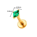 Titanium labret stud met een vierkante groene smaragd edelsteen in gouden zetting - Goud Vierkant Groene Zirkonia (T2551-3#Goud)
