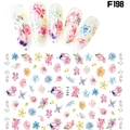 F198 Tulip and watercolor flower nail art stickers with butterfly and leaf designs - F198 (Watercolor Flower Balloon)