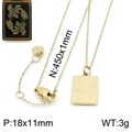 Collana in acciaio al titanio dorato con ciondolo quadrato e design zodiaco Pesci - Pesci (KN200351-KLHQ)