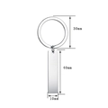 Detailed size chart showing 40x10mm polished stainless steel rectangle keychain dimensions - Steel Internal Hole Bar 40mm (BYSQ007)