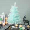 Light blue 60cm artificial Christmas tree with 60 tips and a white support stand - 60cm Blue PVC Tree