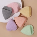 Set of colorful heart-shaped sponge facial cleansers in six vibrant pastel colors - Heart Shaped / Pink