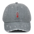 Vintage washed grey baseball cap with Queen of Hearts embroidery and distressed edges - Adjustable / Washed Grey Queen