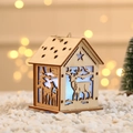 Lighted wooden Christmas house with reindeer and forest patterns for holiday decor - Medium Reindeer