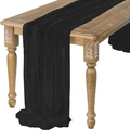 Elegant black cheesecloth table runner for bohemian wedding and party decor - 90*180cm / Black