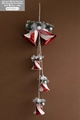 Red and white Christmas bell hanging ornament with snowflakes and silver mesh bow - 95CM Bell String / Red & White
